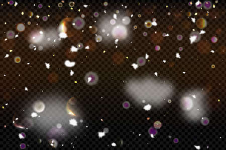 Realistic falling snowflakes. Isolated on transparent background. Vector illustration, eps 10のイラスト素材