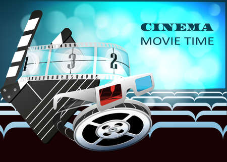 Template for poster, website and online movie. Firecracker coil details of the film. Vector illustration.のイラスト素材