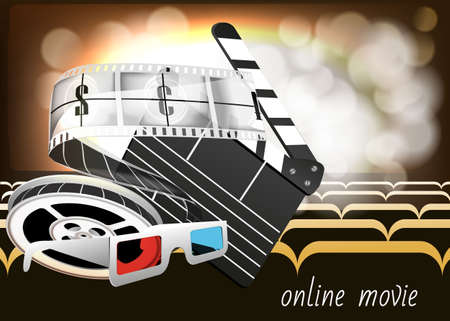 Template for poster, website and online movie. Firecracker coil details of the film. Vector illustration.のイラスト素材