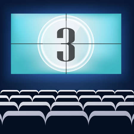 Movie cinema premiere poster design with white screen. Vector background.のイラスト素材