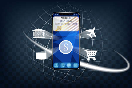The concept of mobile banking. Realistic stylish design.のイラスト素材