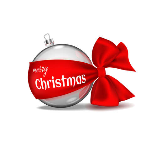 Christmas ball with red ribbon illustration.のイラスト素材