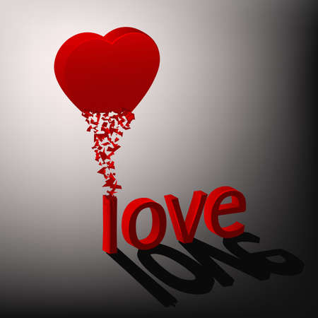 red heart crystallized in the word love.の写真素材