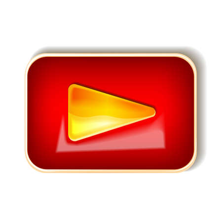 Red button to play with a gold sign vector illustration.のイラスト素材