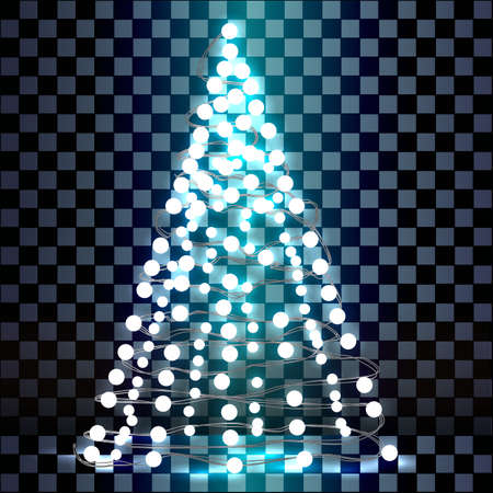 Christmas tree made of lights on a transparent background.のイラスト素材