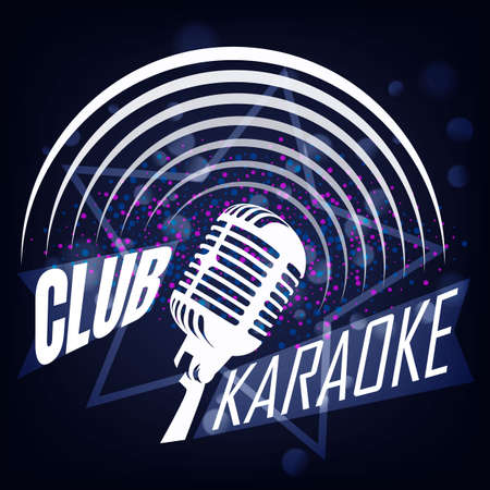 Karaoke club vector label design. Karaoke music club label illustrationのイラスト素材