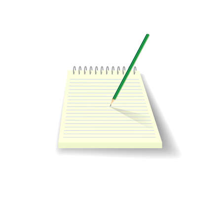 Notebook and pencil isolated on white background 3d.のイラスト素材
