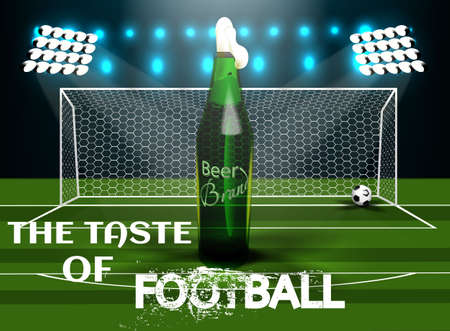 Beer. Realistic poster template. Realistic 3d illustration. Football world championship background illustration. Beer party.のイラスト素材