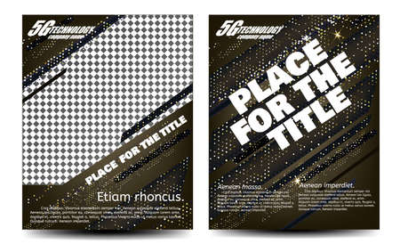 Brochure template layout, cover design annual report, magazine, flyer, technology and science. 5g internet. Vector.の写真素材