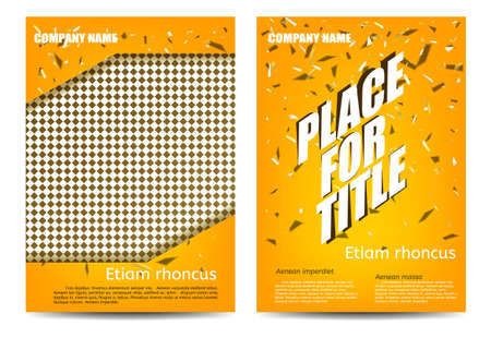 Colorful flyer for advertising, A4 print, with empty space for insertion. With gold confetti.のイラスト素材