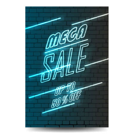 Neon sign sale in a frame . Vectorのイラスト素材