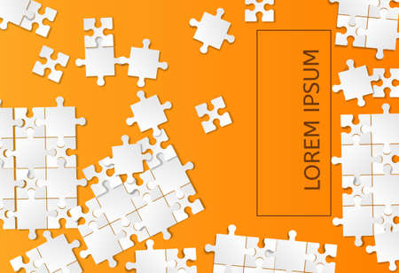 Orange Background Puzzle. Jigsaw Puzzle Banner. Template Shape. Abstract Background. Vectorのイラスト素材