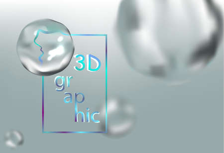 3D abstract background with water bubbles, vector illustration.のイラスト素材