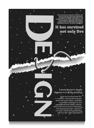 Torn cover with text and stitched together two edges . The texture of the paper. Vector illustrationのイラスト素材