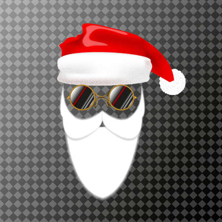 Mask of Santa Claus with a Christmas hat and beard. Vector illustration isolated.の写真素材