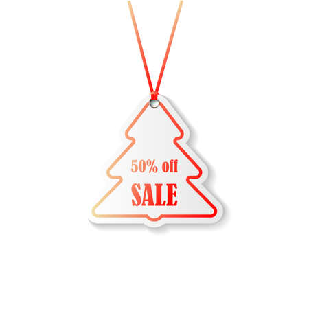 Christmas hanging sale tags white color. Vector illustration.の写真素材