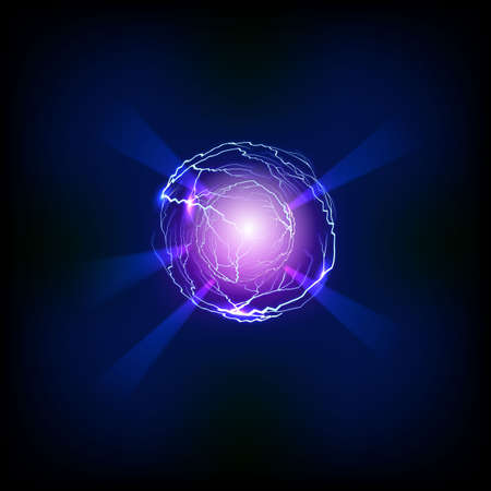 Stock vector illustration ball lightning a transparent background. Abstract plasma sphere. Electric discharge.のイラスト素材