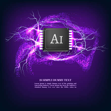AI artificial intelligent chip circuit board abstract.のイラスト素材