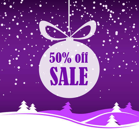 Christmas banner sale 50 percent, purple color. Vectorのイラスト素材