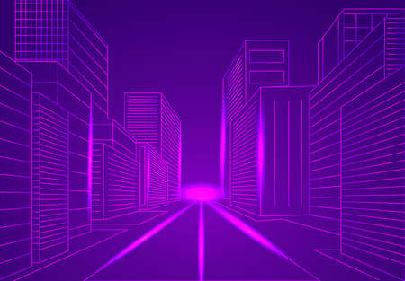Abstract image of a cityscape. Big city vector wireframe conceptのイラスト素材