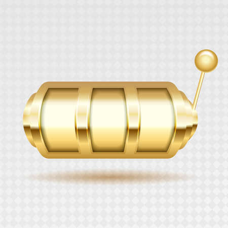 Slot Machine Vector. Golden Lucky Empty Slot. Jackpot Gambling Machine Poster. Spin Object. Fortune Sign. Poker Chips, Casino 777 Illustrationのイラスト素材