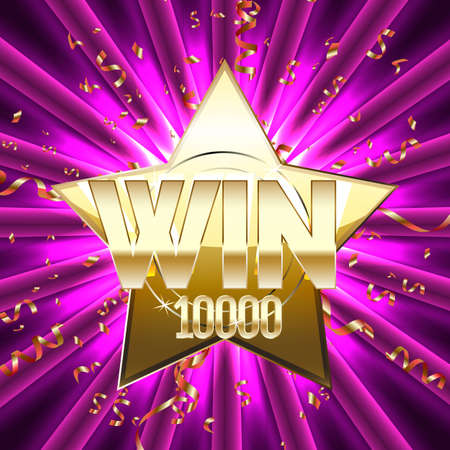 Win banner for gambling games such as poker, roulette, slot machines, cards and other casino games. Vector illustration.のイラスト素材