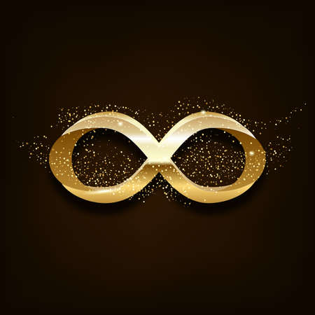 Golden Infinity Symbol on dark background. Vectorのイラスト素材