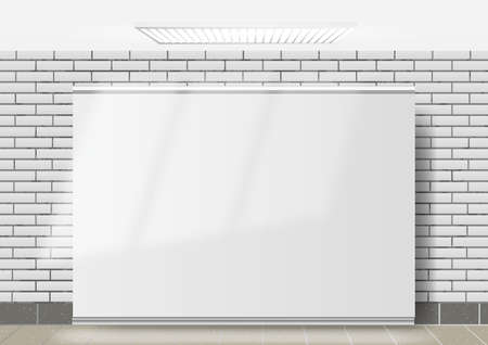 Exhibition stand roll-up, wide banner, against a brick wall vectorのイラスト素材