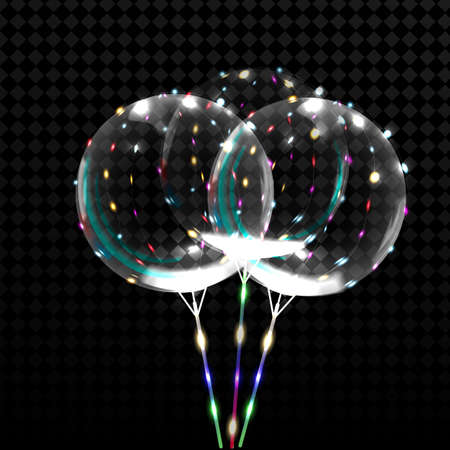 LED Light Balloon. Light effect ballon on a dark transparent backgroundのイラスト素材