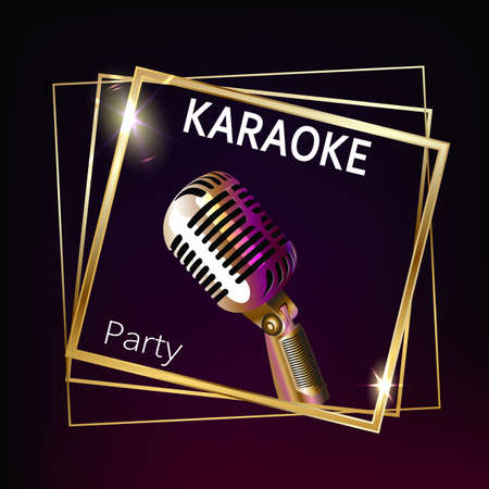 Karaoke party banner layout. Vector card templateのイラスト素材