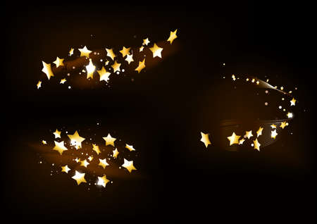 Set of gold bright beautiful stars. Light effect Bright Star. Beautiful light for illustration.のイラスト素材