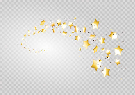 Gold stars. Swirl path. Design element, special effect on transparent background.のイラスト素材