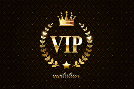 VIP abstract quilted background, diamonds and golden letters with crown.のイラスト素材