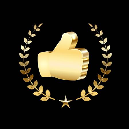 Thumb up symbol isolated on black background, vector illustration.のイラスト素材