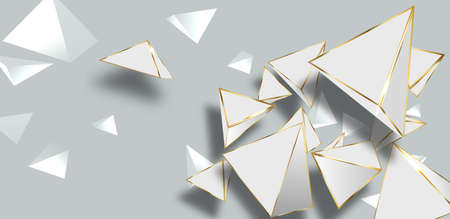 Abstract white geometric 3D background. Vector Illustrationのイラスト素材