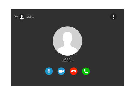 Video call illustration. Video call screen mockup. Comunication via internet. Vector illustration