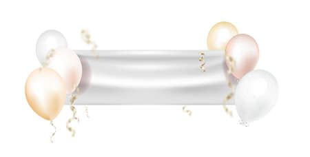 Empty stretch with balloons. Happy Birthday banner. Vector.