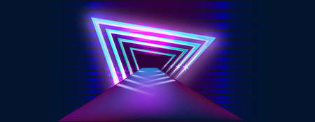 Glowing Triangle on Transparent Background. Electric sign. Vector Illustration.
