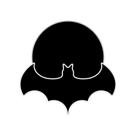 Bat And Moon With Stars Halloween Concept Flat Icon On White Backgroundのイラスト素材