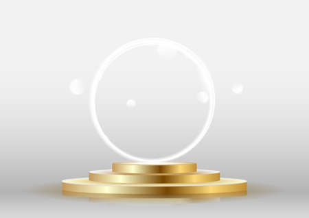 Gold Metal podium with circle light effect vectorのイラスト素材