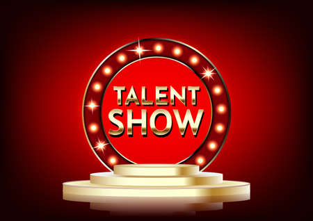 Talent show banner, poster, gold lettering advertisement or invitation, event, vector illustrationの写真素材