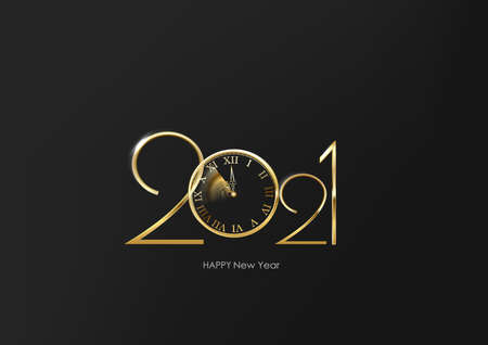 Luxury 2021 Happy New Year elegant design - vector illustration of goldenのイラスト素材