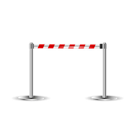 Retractable belt stanchion. Portable ribbon barrier.のイラスト素材