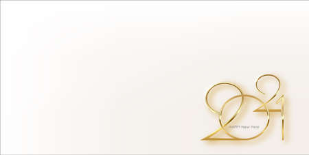2021 Happy New Year elegant greeting card vector illustration goldenのイラスト素材
