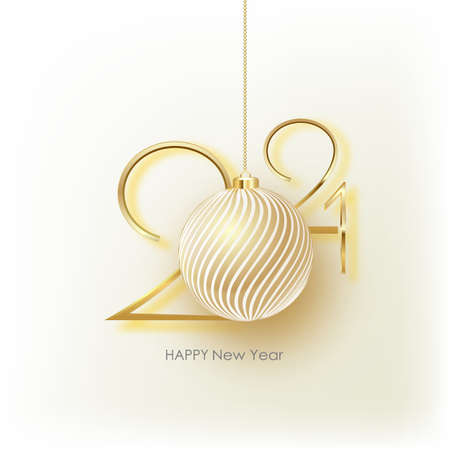 2021 Happy New Year. Holiday vector illustration. Gold Numbers Design of greeting cardのイラスト素材