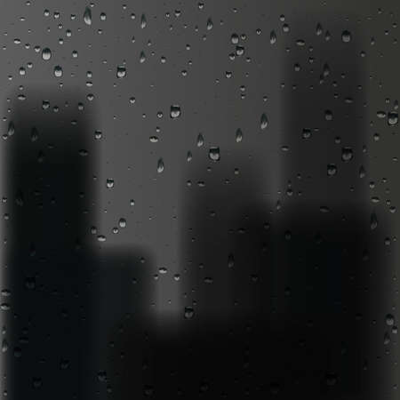 Rain drops on window glass with city backgroundのイラスト素材