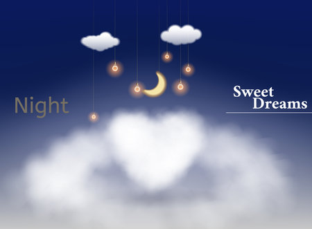 Heart shaped cloud in the blue sky. Sweet dreamsのイラスト素材