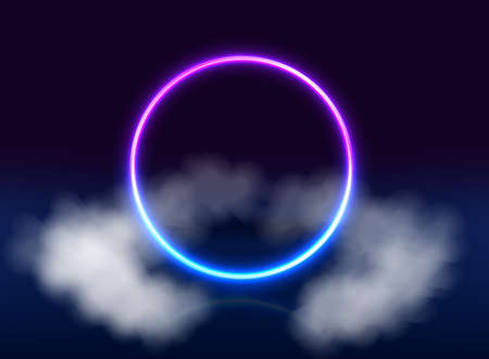 Neon purple and blue circle background.のイラスト素材