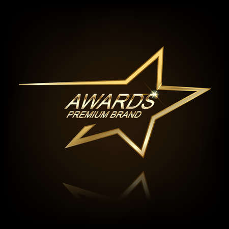Gold Star Logo in elegant Style with Black Backgroundのイラスト素材