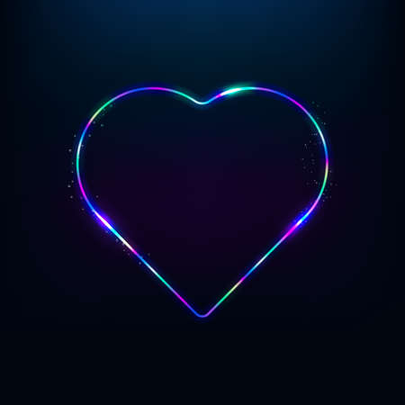 Electric neon sign. Retro neon heart sign on background. Ready for your design, greeting card, banner. illustration.の写真素材